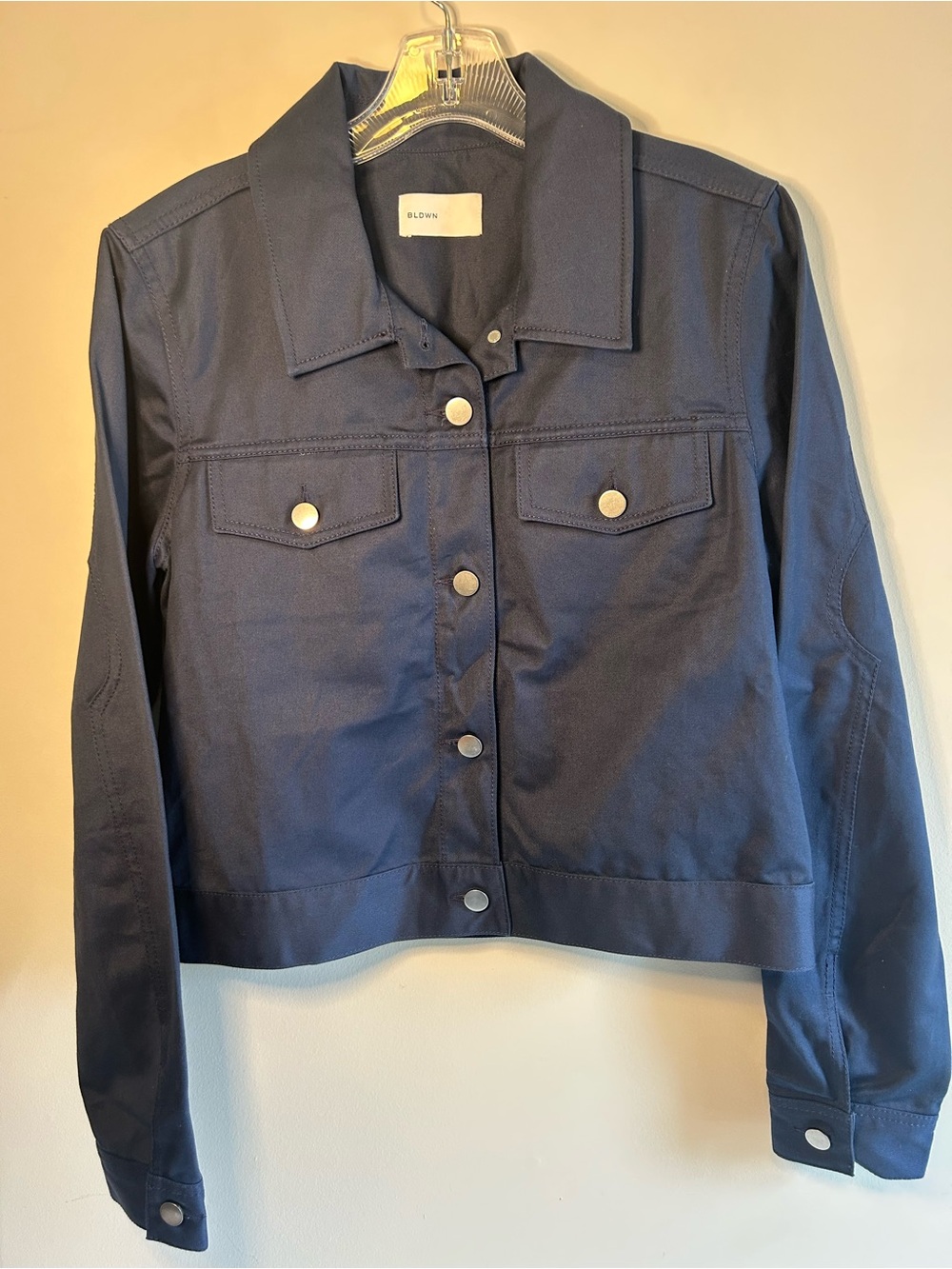 BLDWN Navy Cotton Blend Trucker Jacket